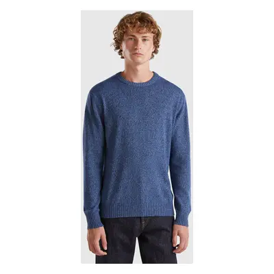 Benetton, Pull Col Rond En Mélange De Laine Et Cachemire, size XS, Bleu, Homme