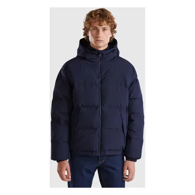 Benetton, Doudoune Rembourrée En Plumes Recyclées, size XS, Bleu Foncé, Homme