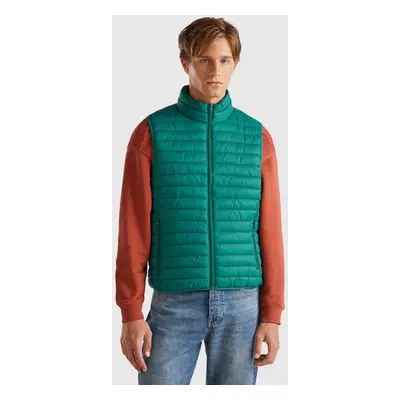 Benetton, Doudoune Sans Manches Rembourrée En Ouate Recyclée, size XS, Vert Foncé, Homme