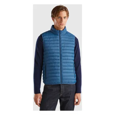 Benetton, Doudoune Sans Manches Rembourrée En Ouate Recyclée, size XS, Bleu Horizon, Homme