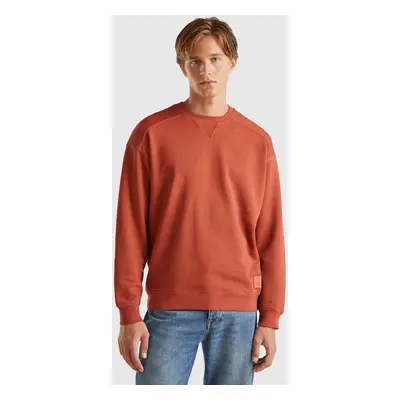 Benetton, Sweat En Coton Bio, size XS, Orange, Homme