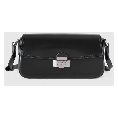 Benetton, Sac Baguette Effet Verni, size OS, Noir, Femme