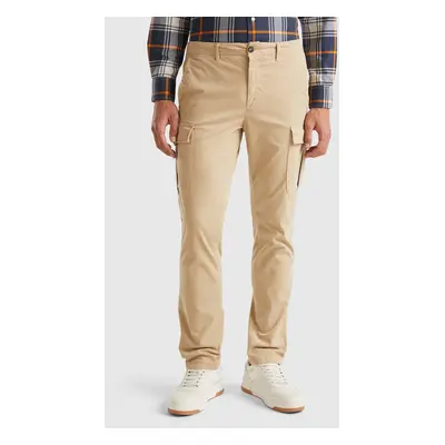 Benetton, Pantalon Cargo En Coton Stretch, size 54, Beige, Homme