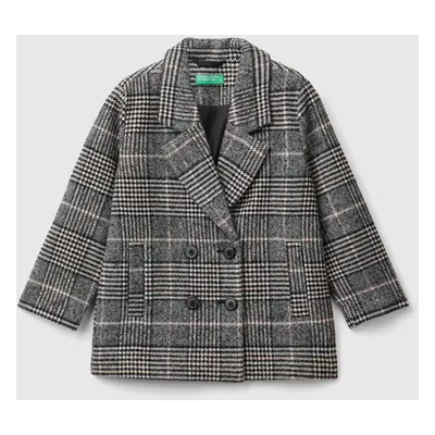 Benetton, Manteau À Double Boutonnage Prince De Galles, size XL, Multicolore, Enfants