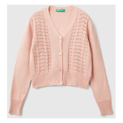 Benetton, Gilet Ajouré, size XL, Rose Pâle, Enfants