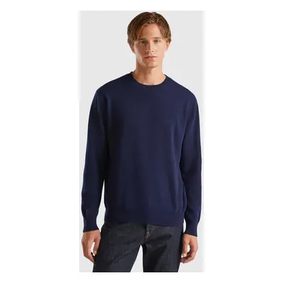 Benetton, Pull Bleu Nuit En Pur Cachemire, size XS, Bleu Foncé, Homme