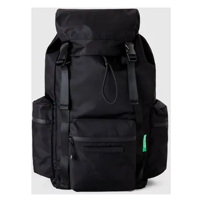 Benetton, Sac À Dos Multipoches En Nylon, size OS, Noir, Homme