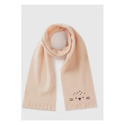 Benetton, Écharpe En Polaire À Broderie Animal, size 0-18, Rose Pâle, Enfants