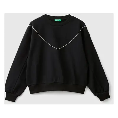 Benetton, Sweat Avec Applications Effet Bijou, size XL, Noir, Enfants