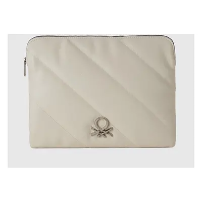 Benetton, Pochette Pour Tablette En Tissu Enduit, size OS, Crème, Femme