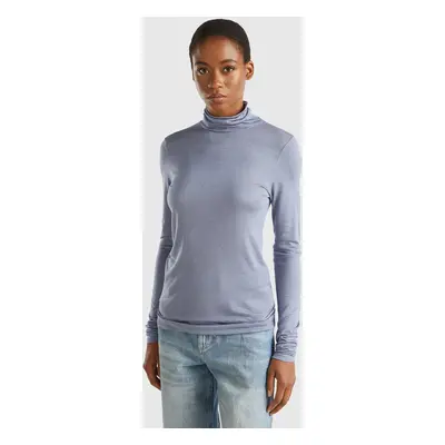 Benetton, Pull À Col Roulé En Mélange De Viscose Et Cachemire, size XXS, Lilas, Femme