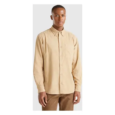 Benetton, Chemise En Velours À Bords-côtes, size XS, Beige, Homme