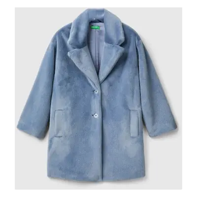 Benetton, Manteau En Fourrure Synthétique, size XL, Bleu Horizon, Enfants