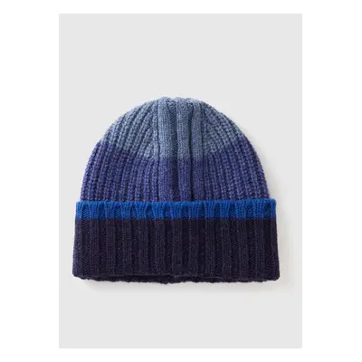 Benetton, Bonnet À Rayures En Pure Laine Shetland, size S, Multicolore, Homme