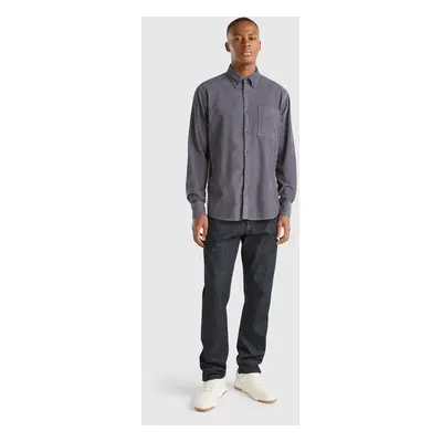 Benetton, Chemise En Velours À Bords-côtes, size XS, Gris Foncé, Homme