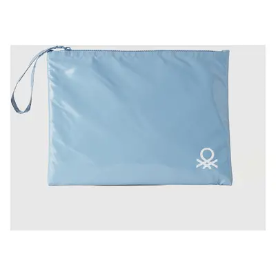 Benetton, Grande Pochette À Logo, size OS, Bleu Clair, Femme