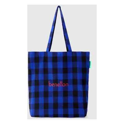 Benetton, Sac Cabas À Carreaux Bicolores, size OS, Bleu, Femme