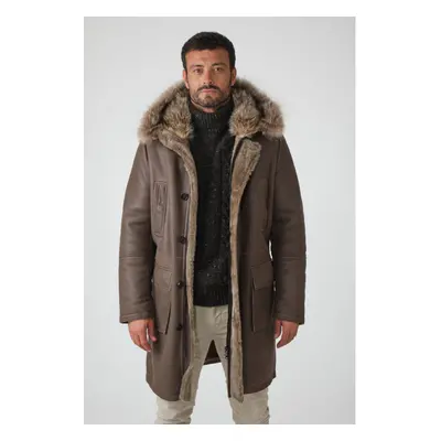 Gil Taupe Taupe 50/m - Manteau En Peau Lainée