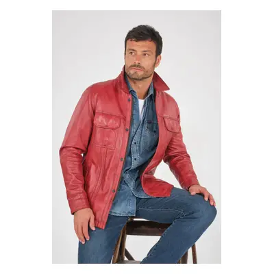 Hutch Jacket Rouge Rouge 50/m - Veste Cuir Homme