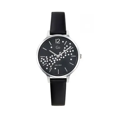 MONTRE GO MADEMOISELLE CUIR NOIR BOITIER ROND ACIER GRIS