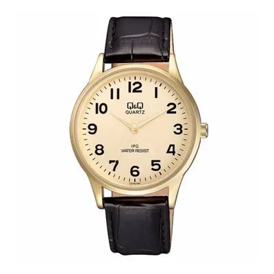 MONTRE Q&Q HOMME CUIR MARRON CADRAN BEIGE