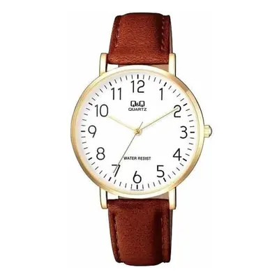 MONTRE Q&Q HOMME CUIR MARRON BOITIER ROND