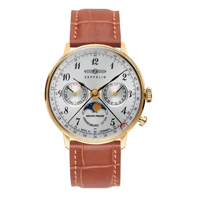 MONTRE ZEPPELIN LZ 129 HINDENBURG MOONPHASE FEMME MARRON