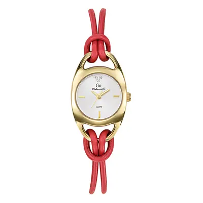 MONTRE GO MADEMOISELLE CUIR ROUGE BOÎTIER DORÉ