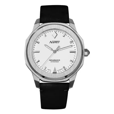 MONTRE NAPPEY RENAISSANCE STEEL AND WHITE SUEDE