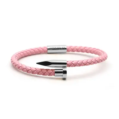 BRACELET CLOU DE COEUR ROSE ARGENT - 190 mm