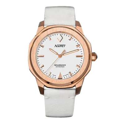 MONTRE NAPPEY RENAISSANCE ROSE GOLD AND WHITE SUEDE