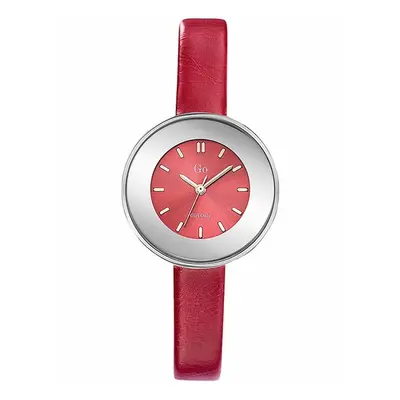 MONTRE GO MADEMOISELLE CUIR ROUGE BOITIER ROND ACIER GRIS