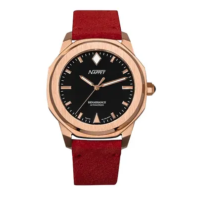 MONTRE NAPPEY RENAISSANCE ROSE GOLD AND BLACK SUEDE