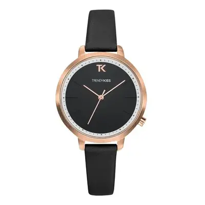 MONTRE TRENDY KISS FEMME CUIR NOIR CADRAN NOIR