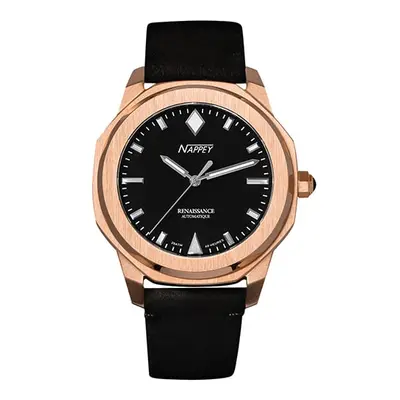 MONTRE NAPPEY RENAISSANCE ROSE GOLD AND BLACK SUEDE