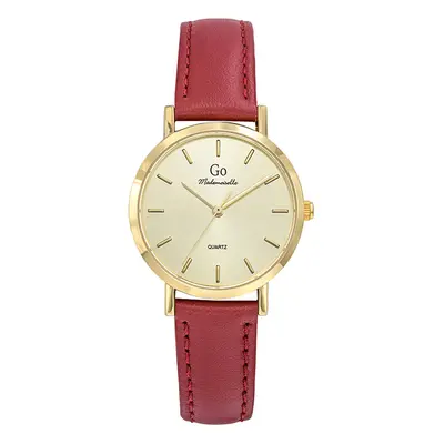 MONTRE GO MADEMOISELLE CUIR ROUGE BOÎTIER DORÉ