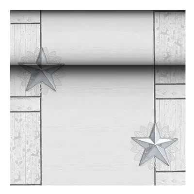 Chemin de table en tissu "ROYAL Collection" 24 m x 40 cm blanc "Rising Star" (Carton)