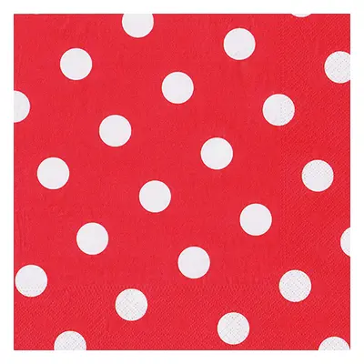 Serviettes, 3 couches pliage 1/4 40 cm x 40 cm rouge "Dots" (Carton)