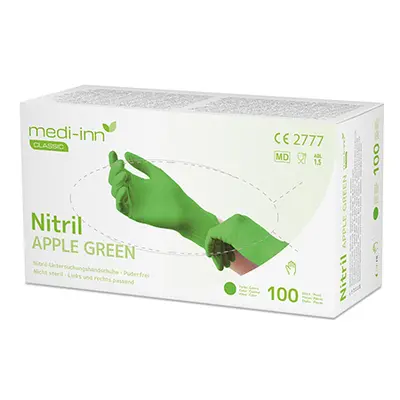 Medi-Inn® Classic Gants, Nitrile, sans poudre vert pomme "Nitril Apple Green" Größe XS