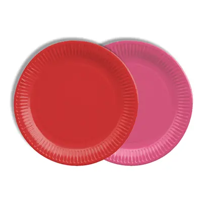 Assiettes, carton rond Ø 18 cm couleurs assorties - rouge/fuchsia (Carton)