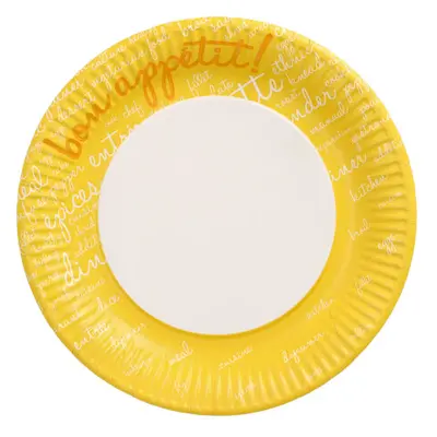 Assiettes, carton rond Ø 23 cm jaune "Table Pleasures" (Carton)