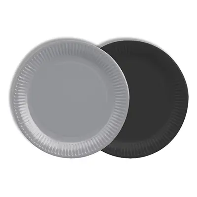 Assiettes, carton rond Ø 18 cm couleurs assorties - gris/noir (Carton)