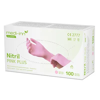 Medi-Inn® Classic Gants, Nitrile, sans poudre rose "Nitril Pink Plus" Größe XS