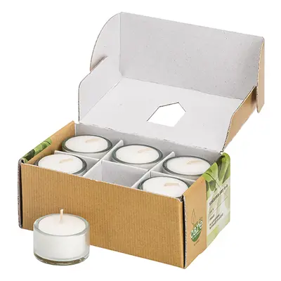 Starter Set 12 Bougies chauffe-plat & 6 bougeoirs en verre  Ø 44 mm · H 30 mm blanc (Carton)