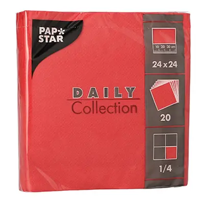 Serviettes "DAILY Collection" pliage 1/4 24 cm x 24 cm rouge (Carton)