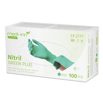 Medi-Inn® Classic Gants, Nitrile, sans poudre "Green Plus" vert Größe XS