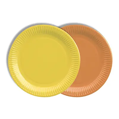 Assiettes, carton rond Ø 18 cm couleurs assorties - jaune/orange (Carton)