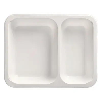 Plat à micro-ondes, PP 2 compartiments 1205 ml 4,9 cm x 22,7 cm x 17,8 cm blanc