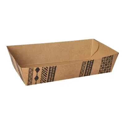 Barquettes snack, carton 10,5 cm x 17,5 cm marron "Maori" grande taille (Carton)