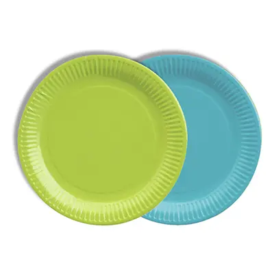 Assiettes, carton rond Ø 18 cm couleurs assorties - vert anis/turquoise (Carton)